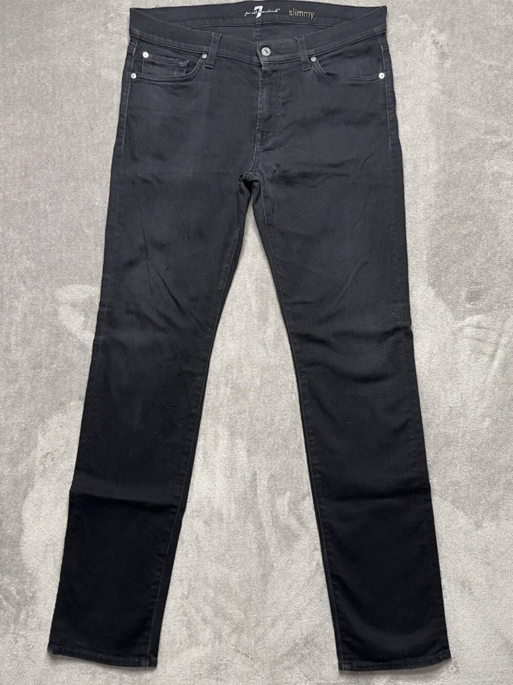 7 For All Mankind Slim Straight Slimmy Jeans Men's Tag 33 34x33 Black Stretch